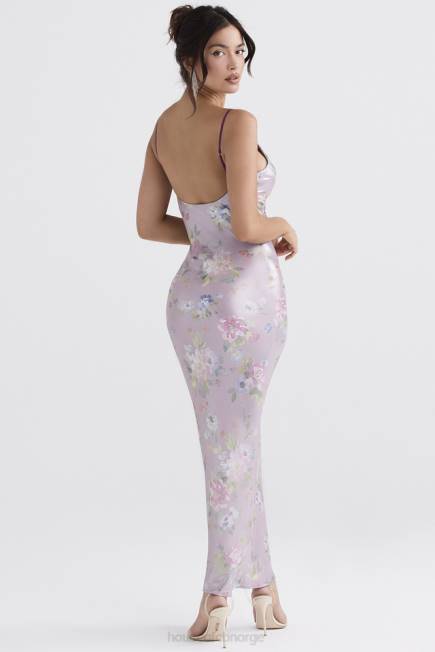 klær aria mauve floral maxi kjole House of CB J6RL328