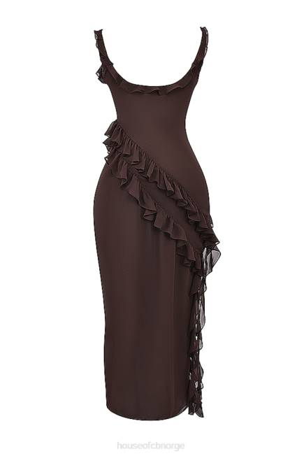 klær ariela espresso volang maxi kjole House of CB J6RL155