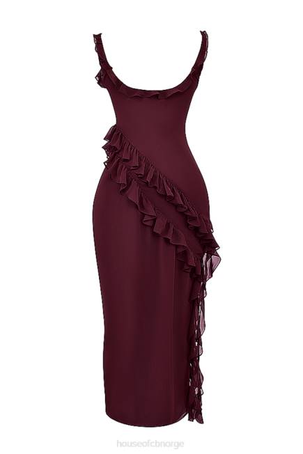 klær ariela mulberry maxikjole med volang House of CB J6RL149