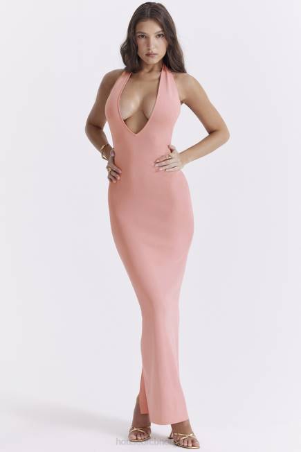 klær camelia aprikos stupe maxi kjole House of CB J6RL227