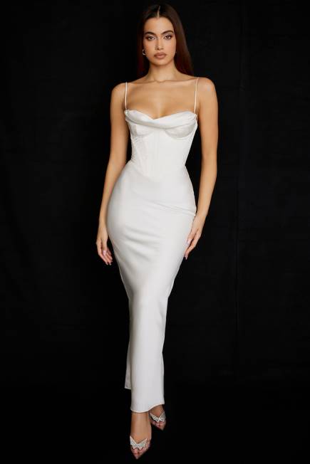 klær charmaine elfenben korsett maxi kjole House of CB J6RL527