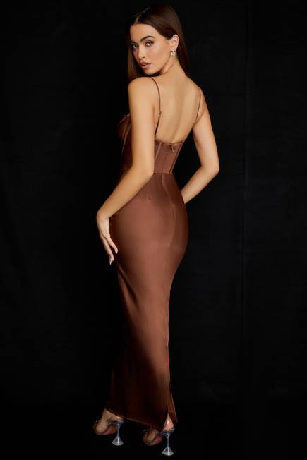 klær charmaine sjokolade korsett maxi kjole House of CB J6RL514
