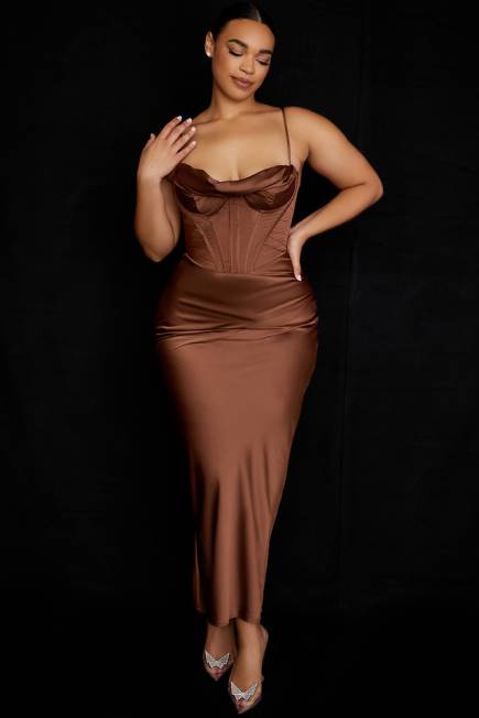 klær charmaine sjokolade korsett maxi kjole House of CB J6RL514