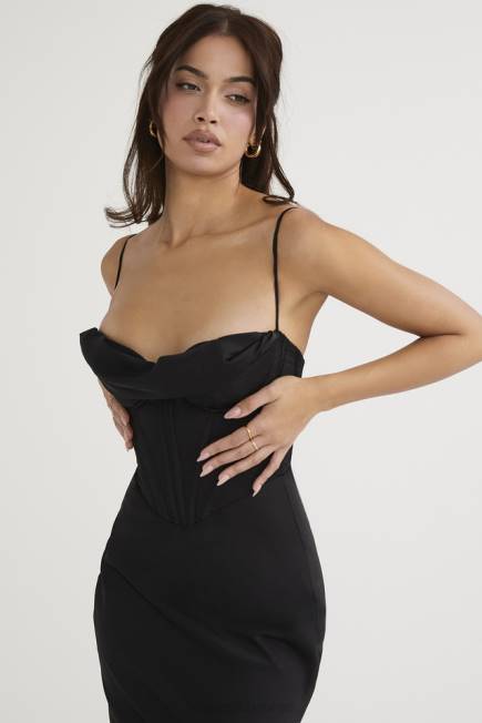 klær charmaine svart korsett maxi kjole House of CB J6RL474