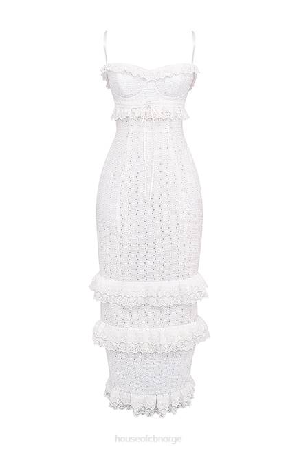 klær eve white broderie maxi kjole House of CB J6RL228
