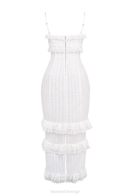 klær eve white broderie maxi kjole House of CB J6RL228