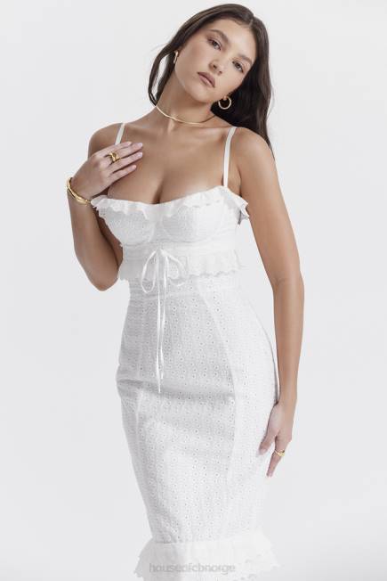 klær eve white broderie maxi kjole House of CB J6RL228
