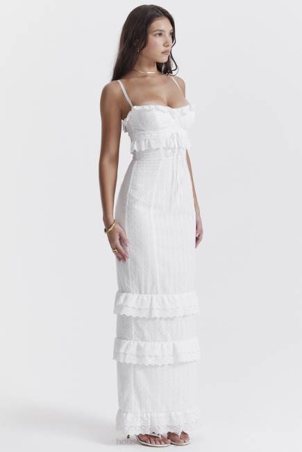 klær eve white broderie maxi kjole House of CB J6RL228