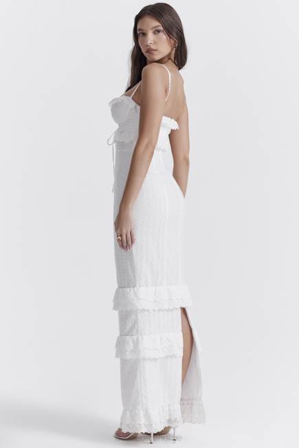 klær eve white broderie maxi kjole House of CB J6RL228