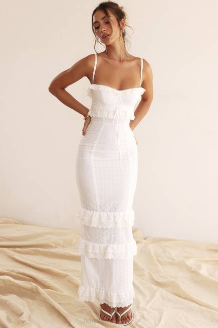 klær eve white broderie maxi kjole House of CB J6RL228