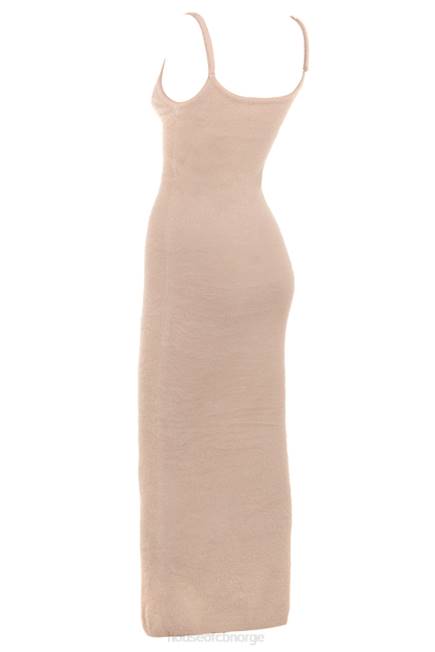 klær fayette beige myk, fluffy strikket maxikjole House of CB J6RL115