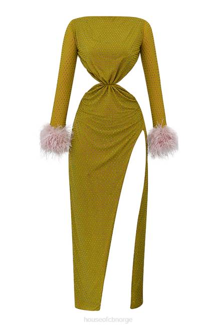 klær gina chartreuse krystallisert maxi kjole House of CB J6RL332