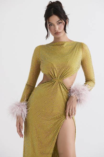 klær gina chartreuse krystallisert maxi kjole House of CB J6RL332