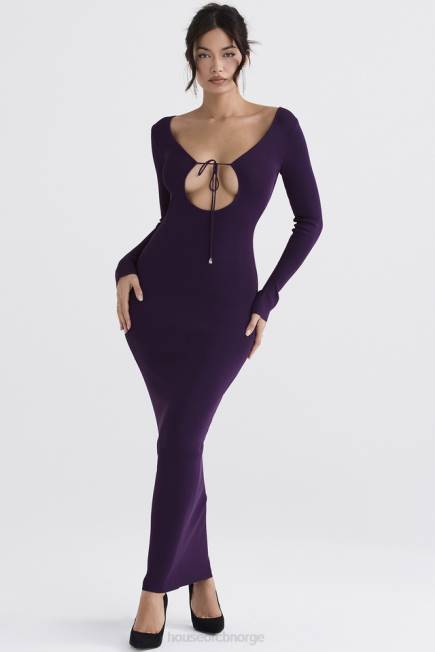 klær keana grape ribbestrikket maxi kjole House of CB J6RL318