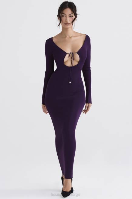 klær keana grape ribbestrikket maxi kjole House of CB J6RL318