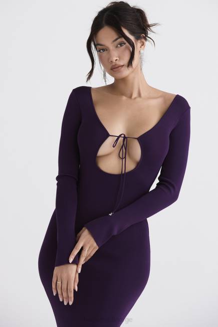 klær keana grape ribbestrikket maxi kjole House of CB J6RL318
