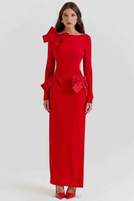 klær lavele rød sløyfe maxi kjole House of CB J6RL110
