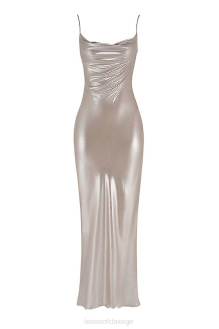 klær leia champagne shimmer maxikjole med lav rygg House of CB J6RL375