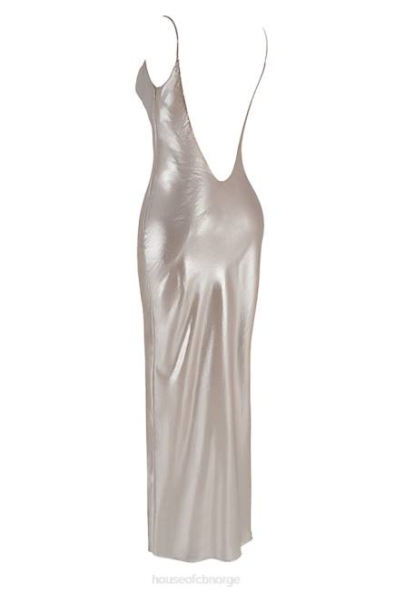 klær leia champagne shimmer maxikjole med lav rygg House of CB J6RL375