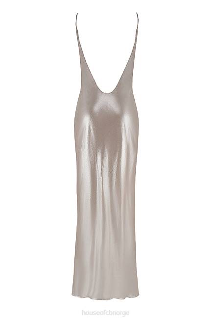 klær leia champagne shimmer maxikjole med lav rygg House of CB J6RL375