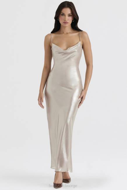 klær leia champagne shimmer maxikjole med lav rygg House of CB J6RL375
