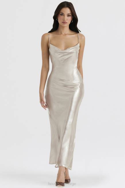 klær leia champagne shimmer maxikjole med lav rygg House of CB J6RL375