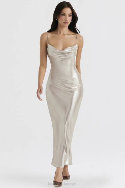 klær leia champagne shimmer maxikjole med lav rygg House of CB J6RL375