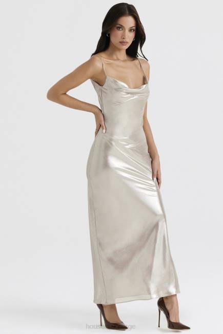 klær leia champagne shimmer maxikjole med lav rygg House of CB J6RL375