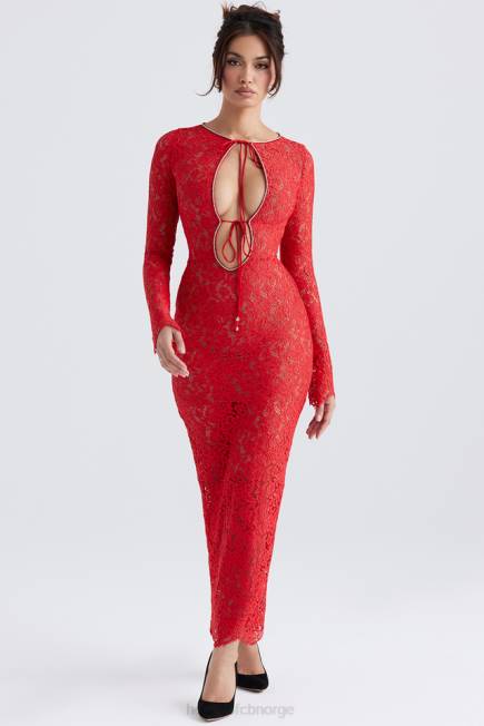 klær lisandra rød blonde maxi kjole House of CB J6RL340