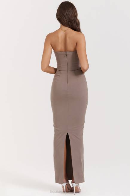 klær lucia taupe stroppeløs korsett maxi kjole House of CB J6RL167