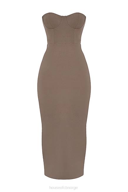 klær lucia taupe stroppeløs korsett maxi kjole House of CB J6RL167