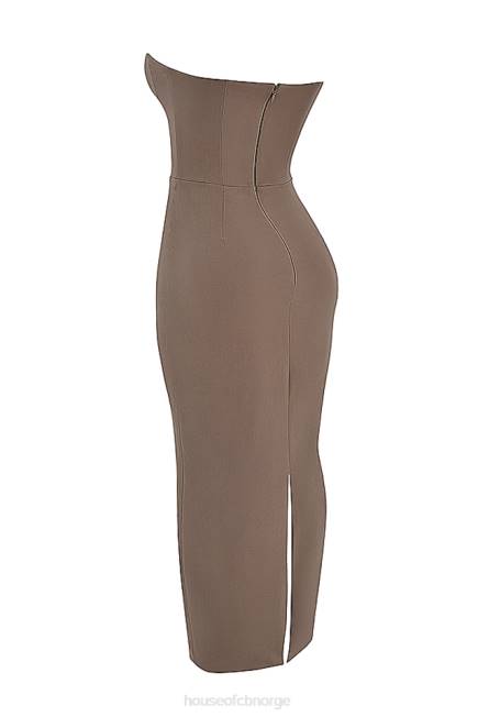 klær lucia taupe stroppeløs korsett maxi kjole House of CB J6RL167