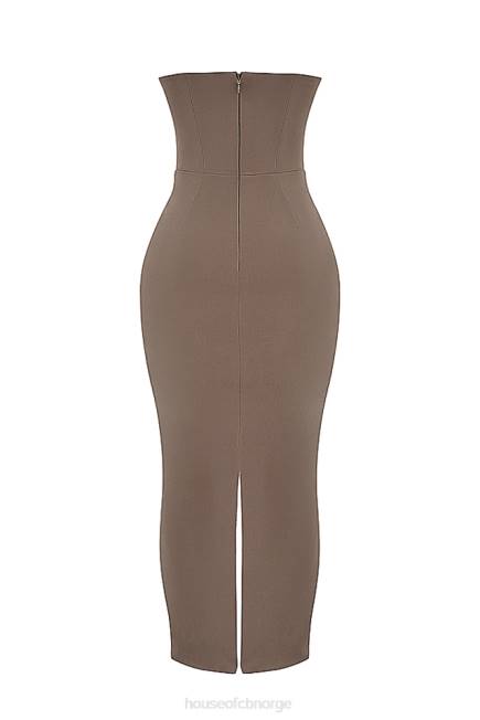 klær lucia taupe stroppeløs korsett maxi kjole House of CB J6RL167
