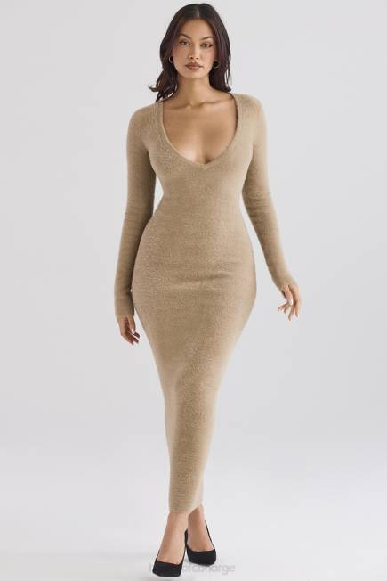 klær lucille camel fuzzy maxi kjole House of CB J6RL312