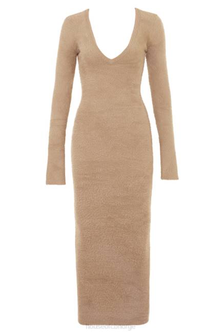 klær lucille camel fuzzy maxi kjole House of CB J6RL312