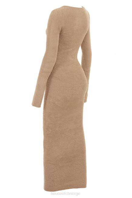 klær lucille camel fuzzy maxi kjole House of CB J6RL312