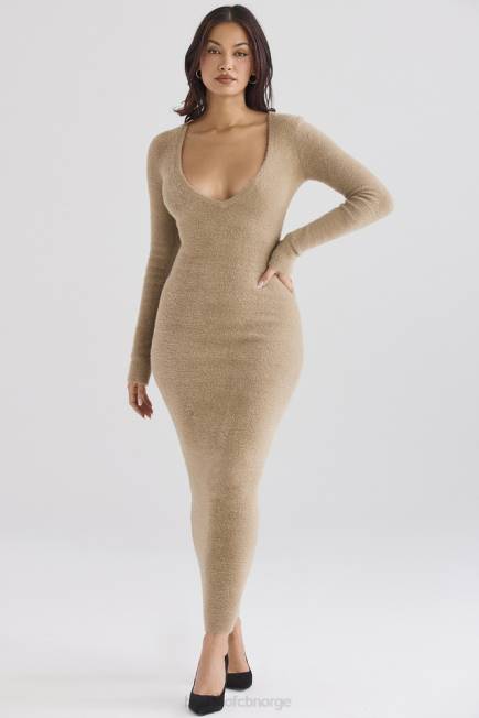 klær lucille camel fuzzy maxi kjole House of CB J6RL312