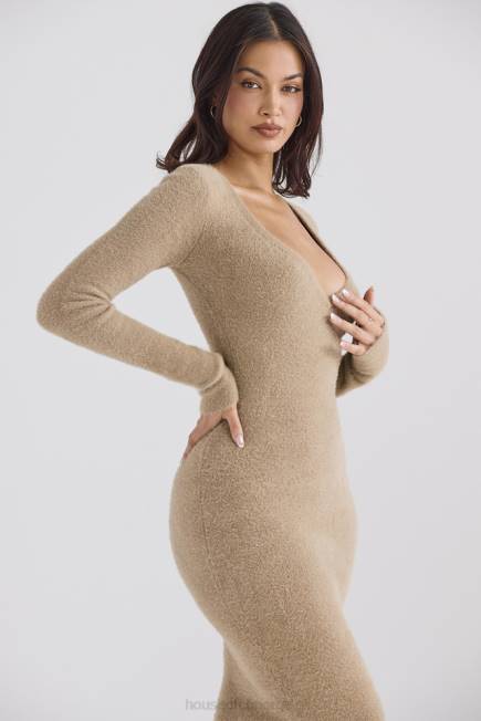 klær lucille camel fuzzy maxi kjole House of CB J6RL312