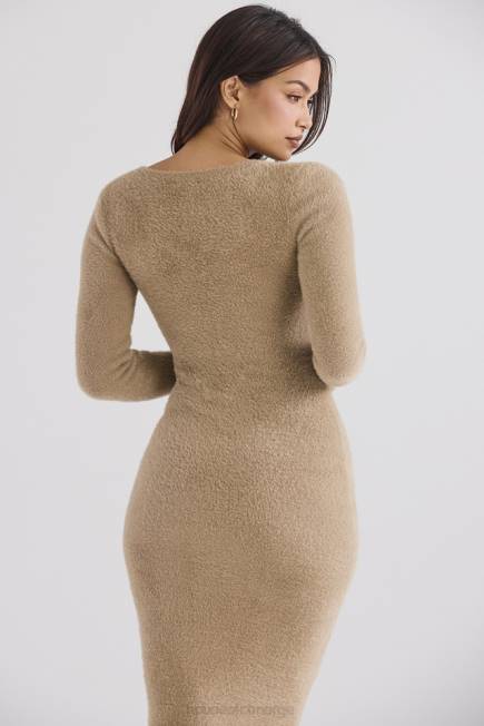 klær lucille camel fuzzy maxi kjole House of CB J6RL312