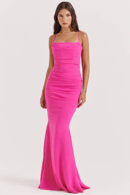 klær milena hot pink korsett maxi kjole House of CB J6RL181