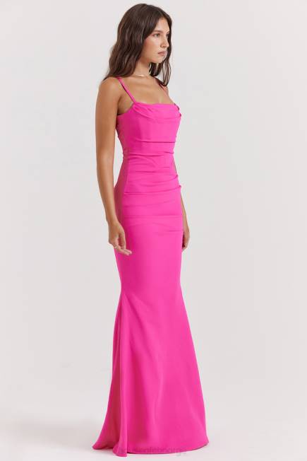 klær milena hot pink korsett maxi kjole House of CB J6RL181