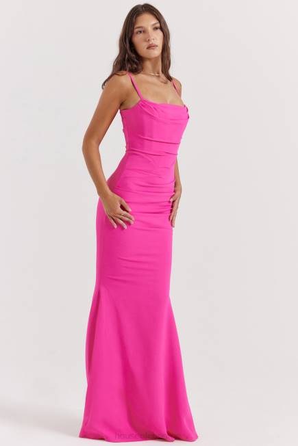 klær milena hot pink korsett maxi kjole House of CB J6RL181