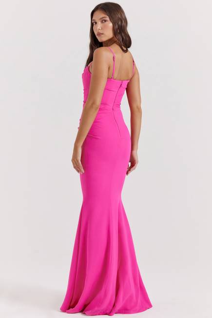 klær milena hot pink korsett maxi kjole House of CB J6RL181