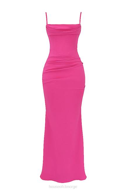 klær milena hot pink korsett maxi kjole House of CB J6RL181