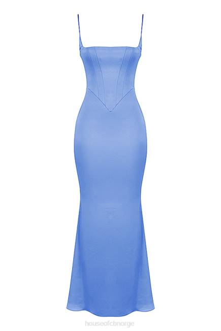 klær olivette periwinkle sateng korsett maxi kjole House of CB J6RL397