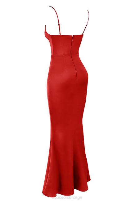 klær olivette rød rose sateng korsett maxi kjole House of CB J6RL291