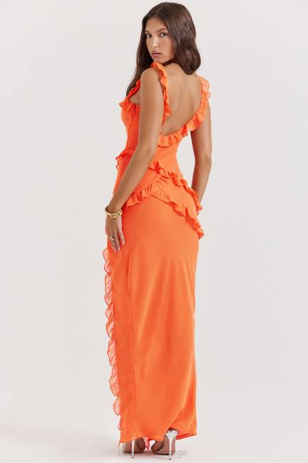 klær pixie flame oransje volang maxi kjole House of CB J6RL191