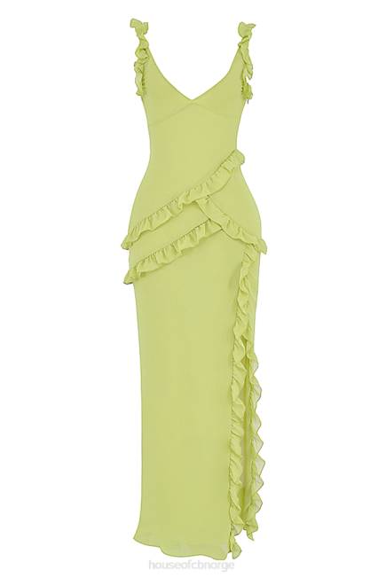 klær pixie lime volang maxi kjole House of CB J6RL414