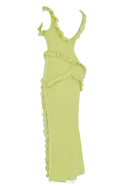 klær pixie lime volang maxi kjole House of CB J6RL414