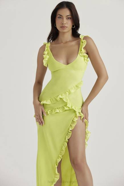 klær pixie lime volang maxi kjole House of CB J6RL414